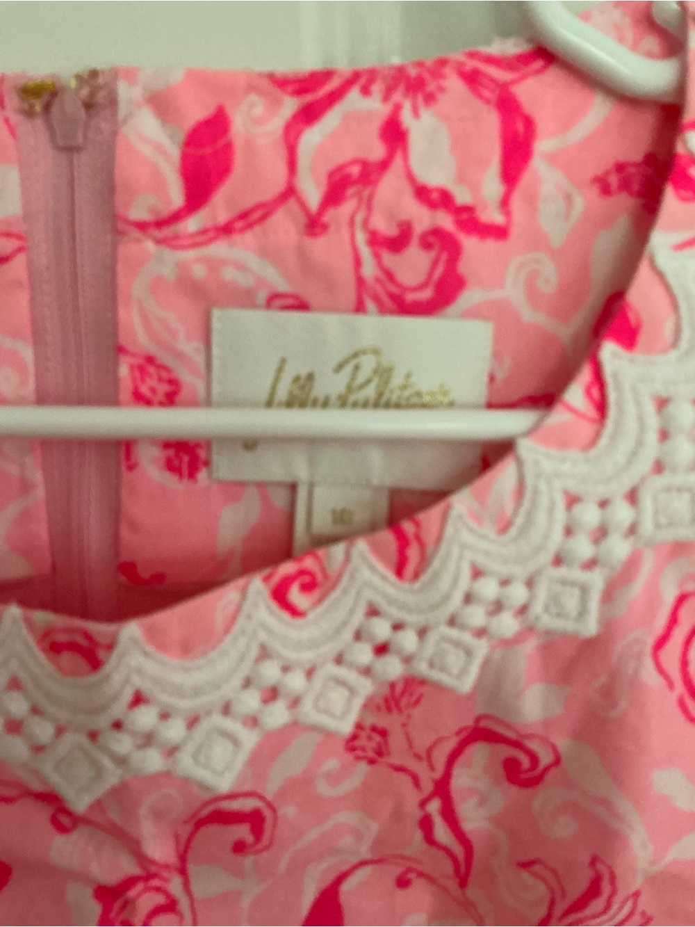Lilly Pulitzer Ginge Shift Romper Dress Conch Shell Pink Flamingle Garden sz 10 - Picture 3 of 5